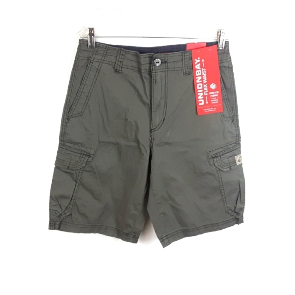 NWT Union Bay Flex Waist 6 Pocket Cargo Shorts Military Olive Green Men's 30W